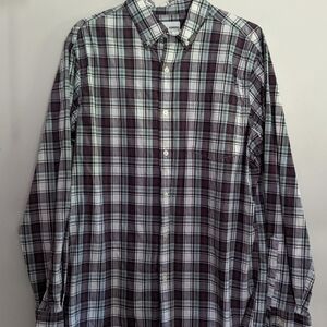 Nwt Sonoma Flexwear Men's Button Up Plaid Shirt Cotton/Poly/Spandex Large